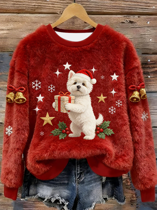 West Highland branco Terrier Westie Natal flanela Hoodie das mulheres