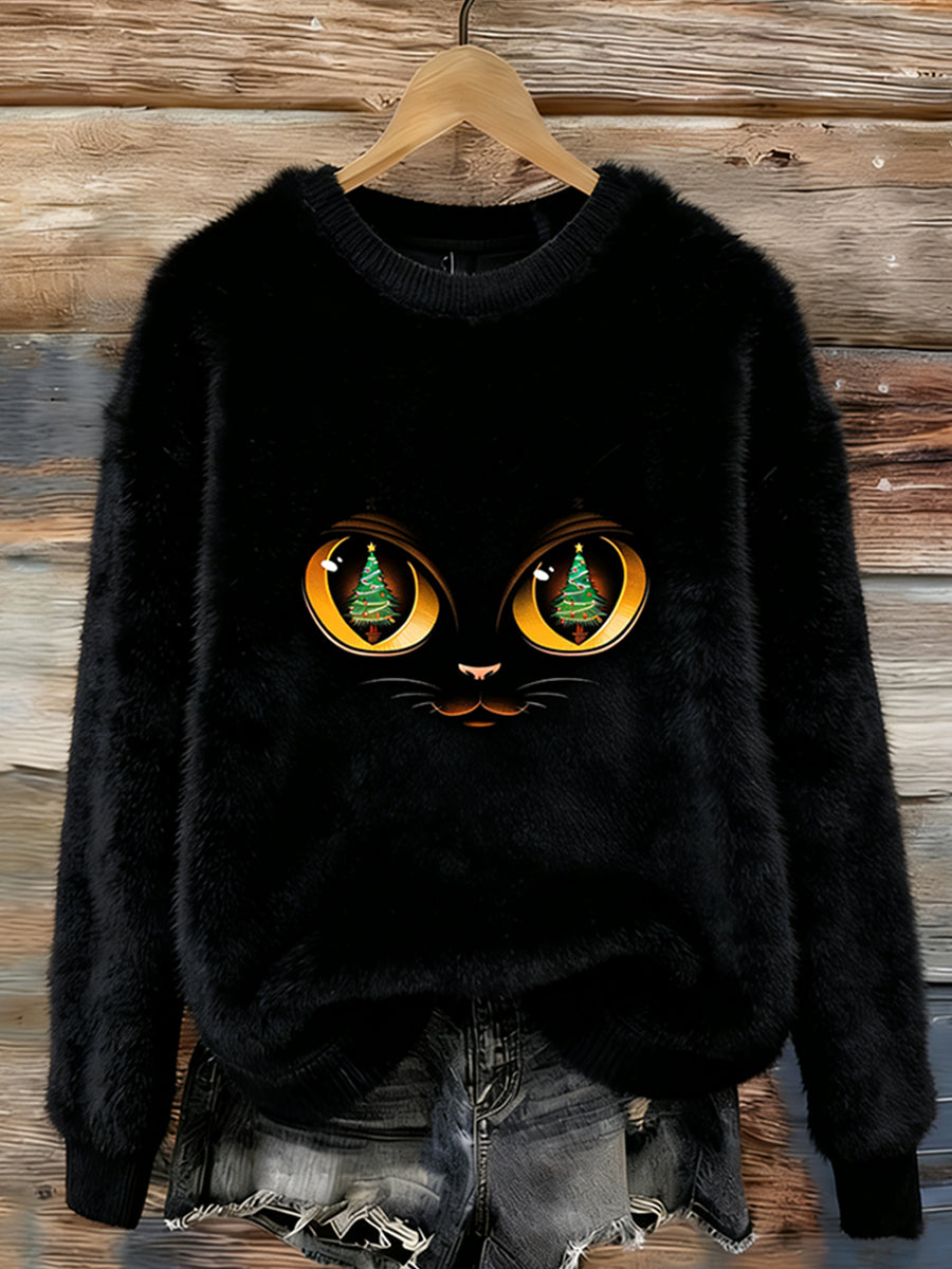 Arte animal retro impressão confortável top de flanela feminino