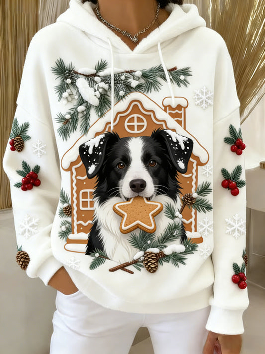 Arte Animal retro feminino imprime moletom com capuz de flanela confortável