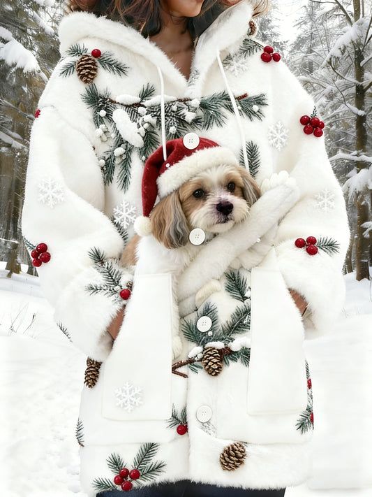 Arte Animal retro feminino imprime cardigan de flanela confortável