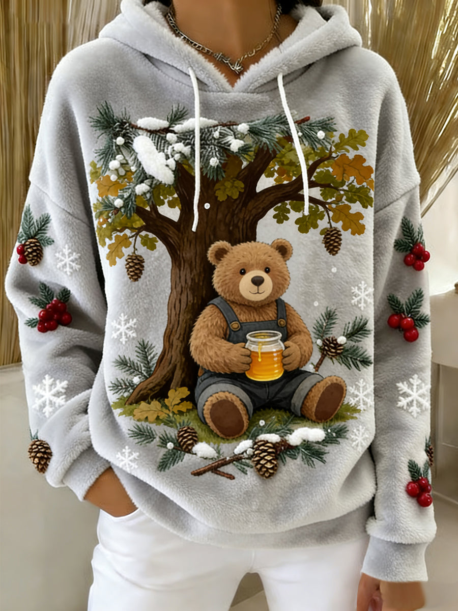 Arte Animal retro feminino imprime moletom com capuz de flanela confortável