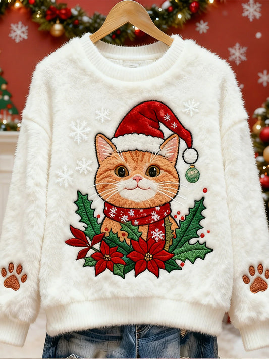 Arte animal retro impressão confortável top de flanela feminino