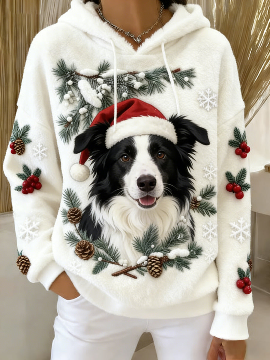 Arte Animal retro feminino imprime moletom com capuz de flanela confortável