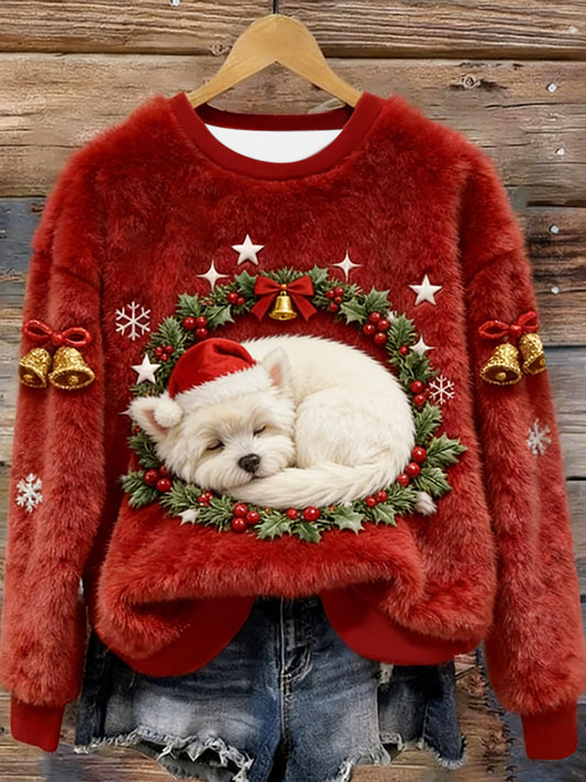 West Highland branco Terrier Westie Natal flanela Hoodie das mulheres