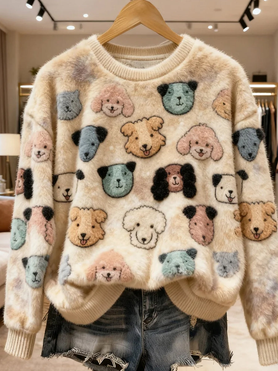 Arte animal retro impressão confortável top de flanela feminino