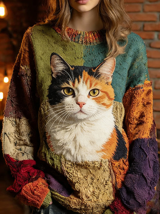 Arte Retro Animal das mulheres Casual Conforto Top De Malha