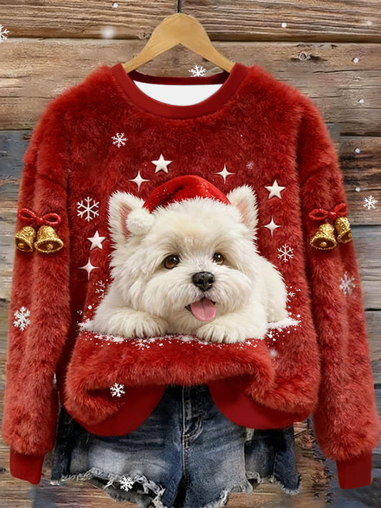 West Highland branco Terrier Westie Natal flanela Hoodie das mulheres