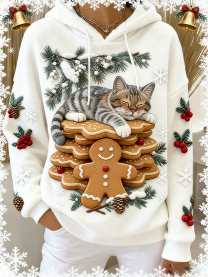 Arte Animal retro feminino imprime moletom com capuz de flanela confortável