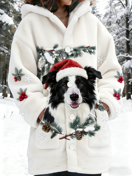 Arte animal retro impressão confortável jaqueta de flanela feminino