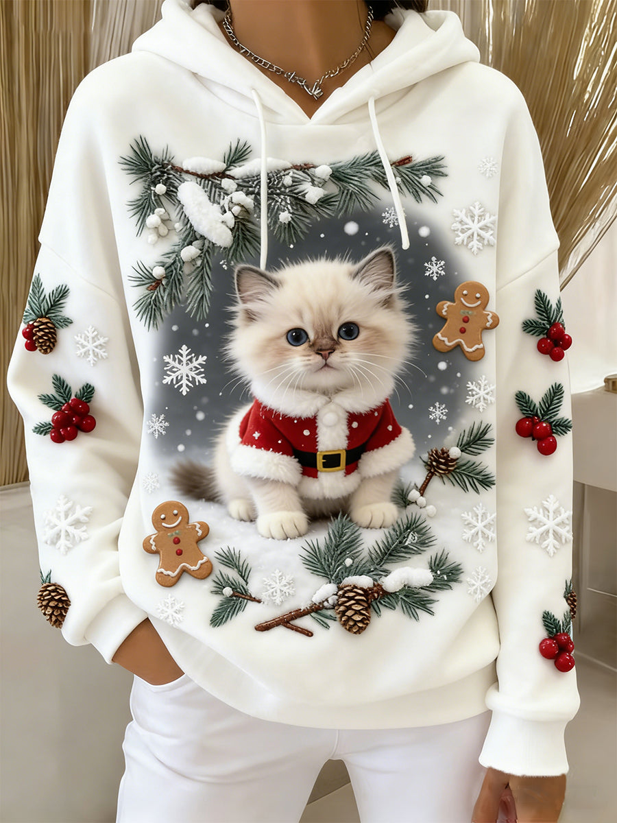 Arte Animal retro feminino imprime moletom com capuz de flanela confortável