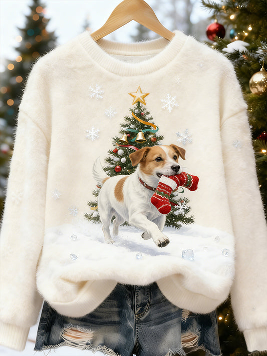 Arte animal retro impressão confortável top de flanela feminino