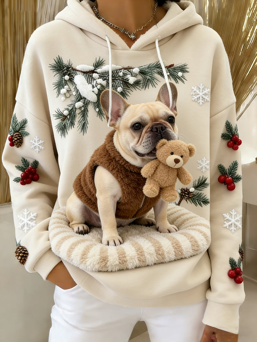 Arte Animal retro feminino imprime moletom com capuz de flanela confortável