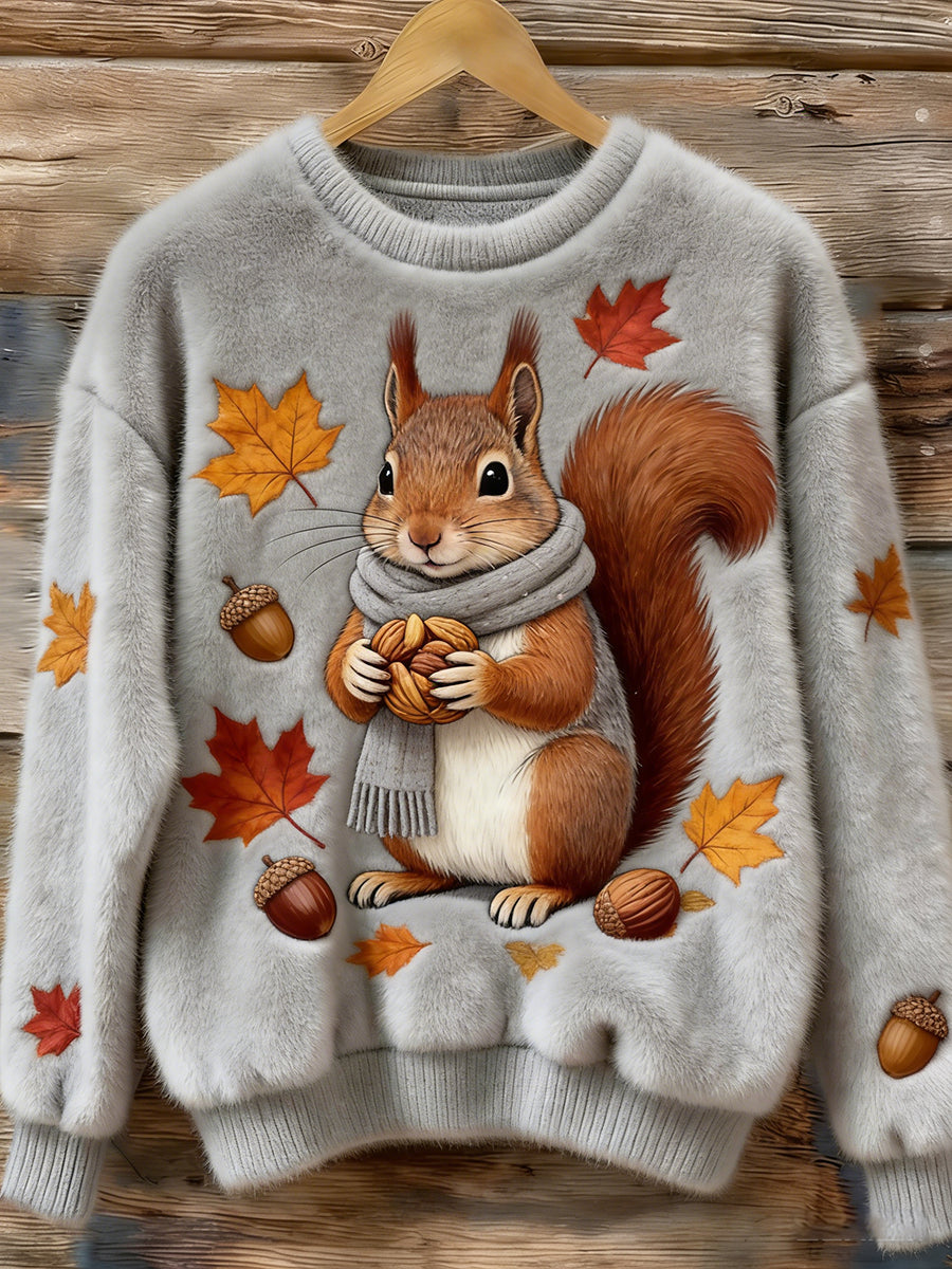 Arte animal retro impressão confortável top de flanela feminino