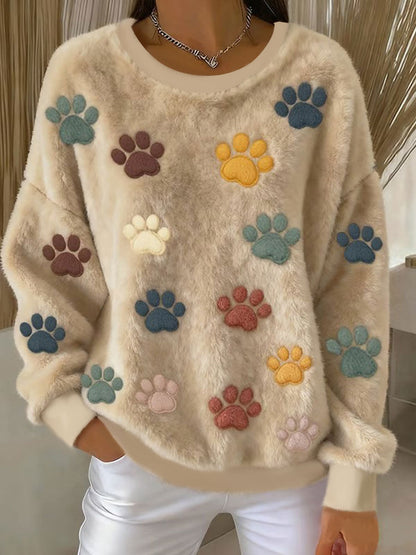 Pata de gato feminino impresso flanela moletom