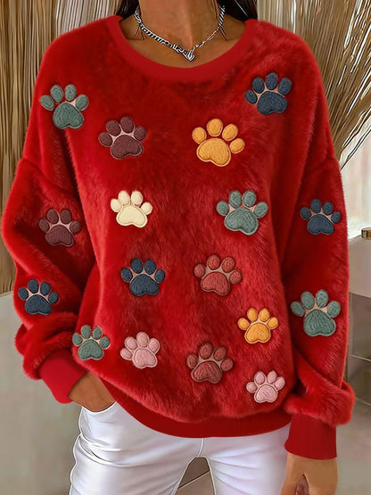 Pata de gato feminino impresso flanela moletom