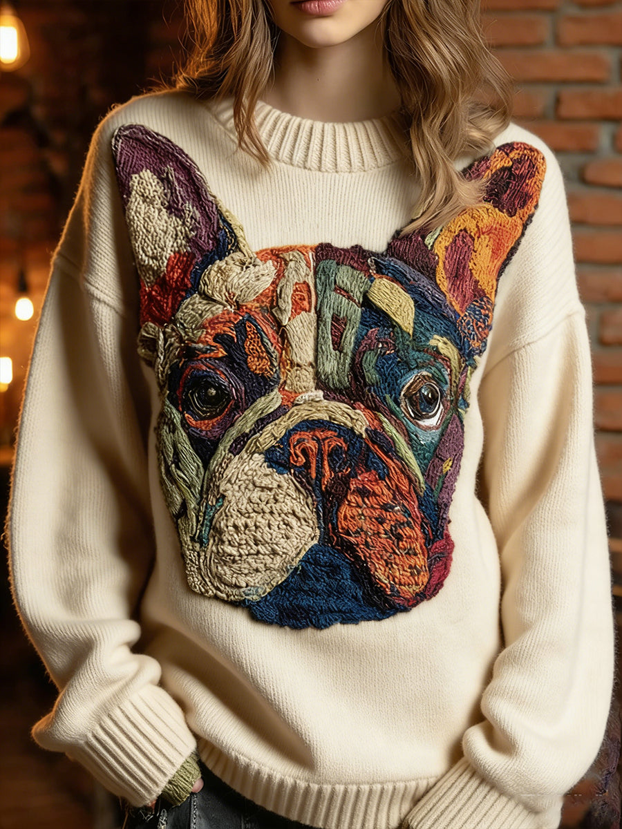 Camisola Casual Conforto Vintage Animal Print do mulheres