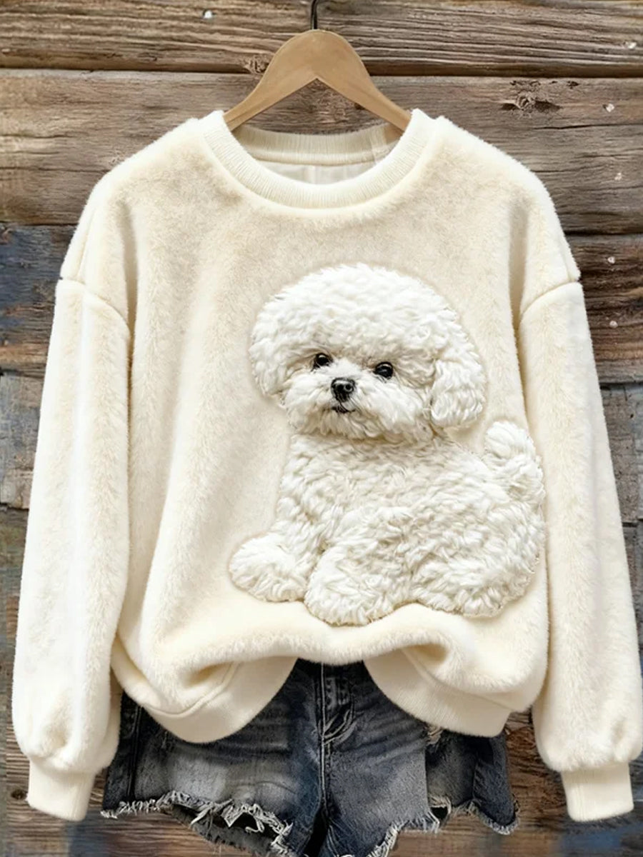 Arte animal retro impressão confortável top de flanela feminino