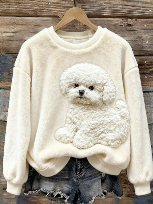 Arte animal retro impressão confortável top de flanela feminino