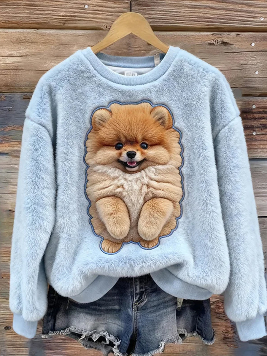 Arte animal retro impressão confortável top de flanela feminino