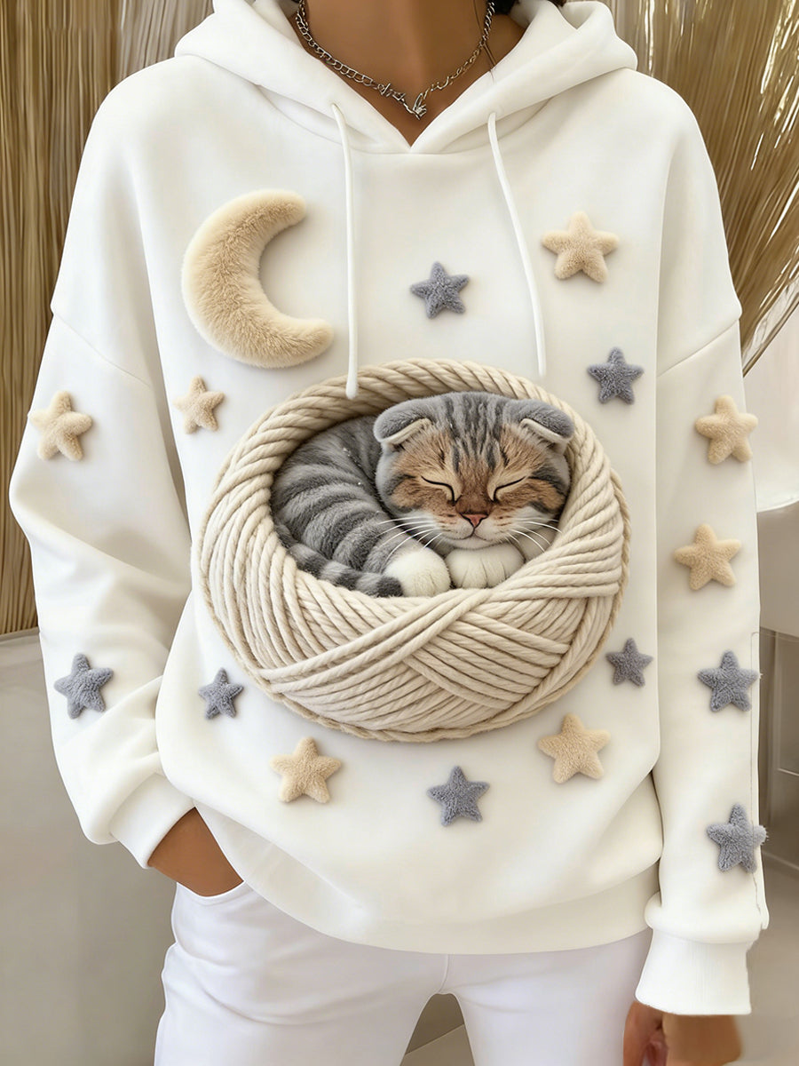 Arte Animal retro feminino imprime moletom com capuz de flanela confortável