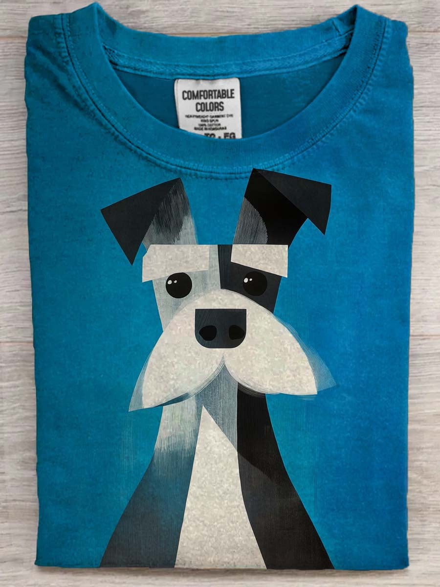 Cão abstrato Imprimir Casual de manga curta T-shirt