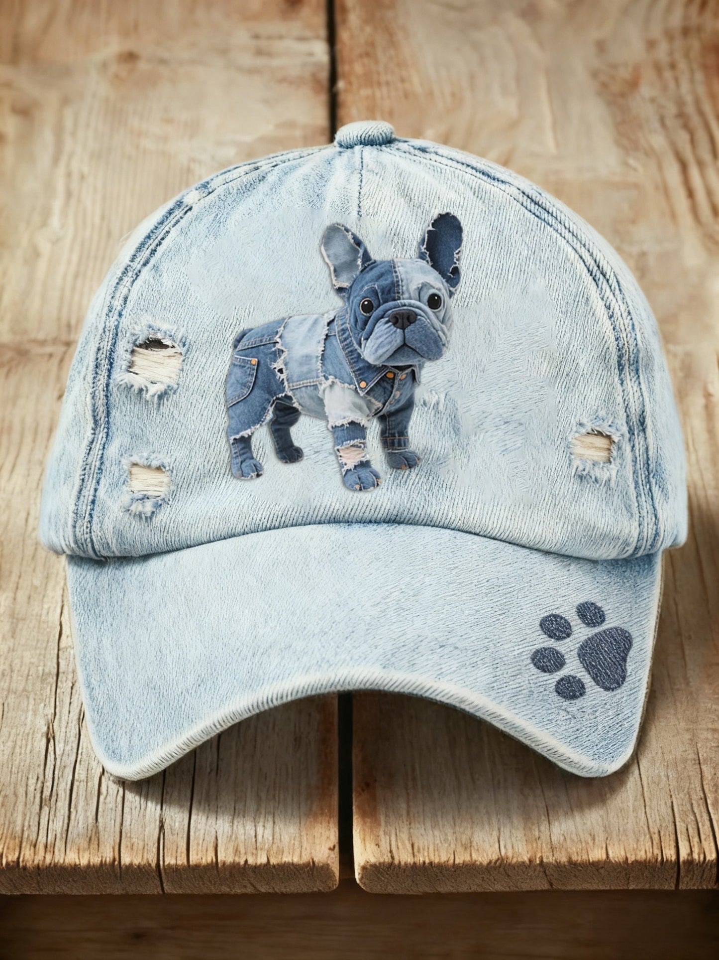 Retro cão bonito Denim impressão lavado Cap