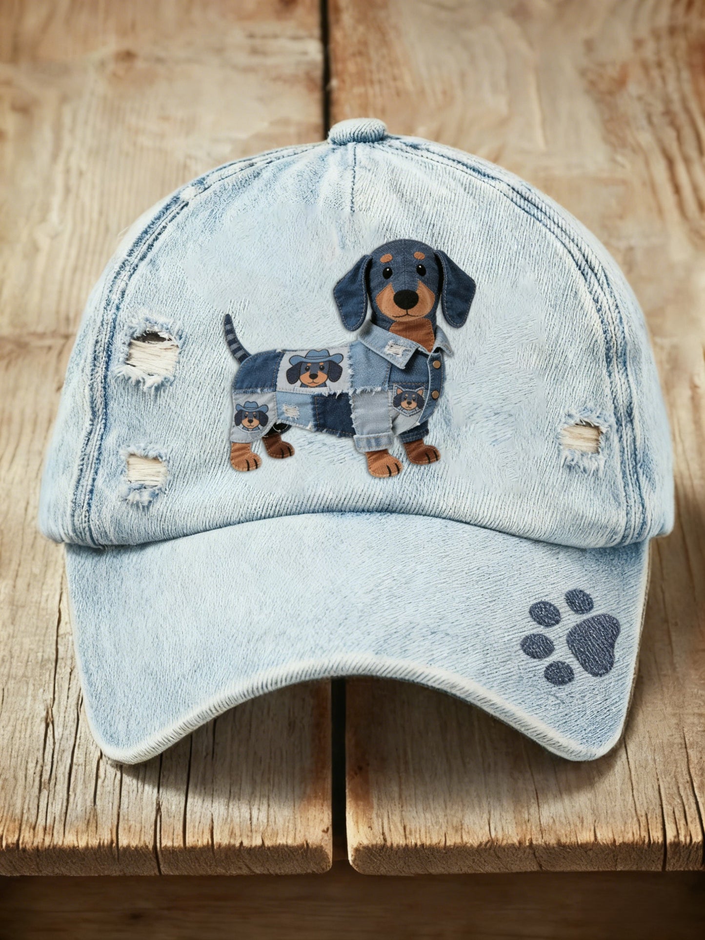 Retro bonito Dachshund Cowboy Print Cap lavado