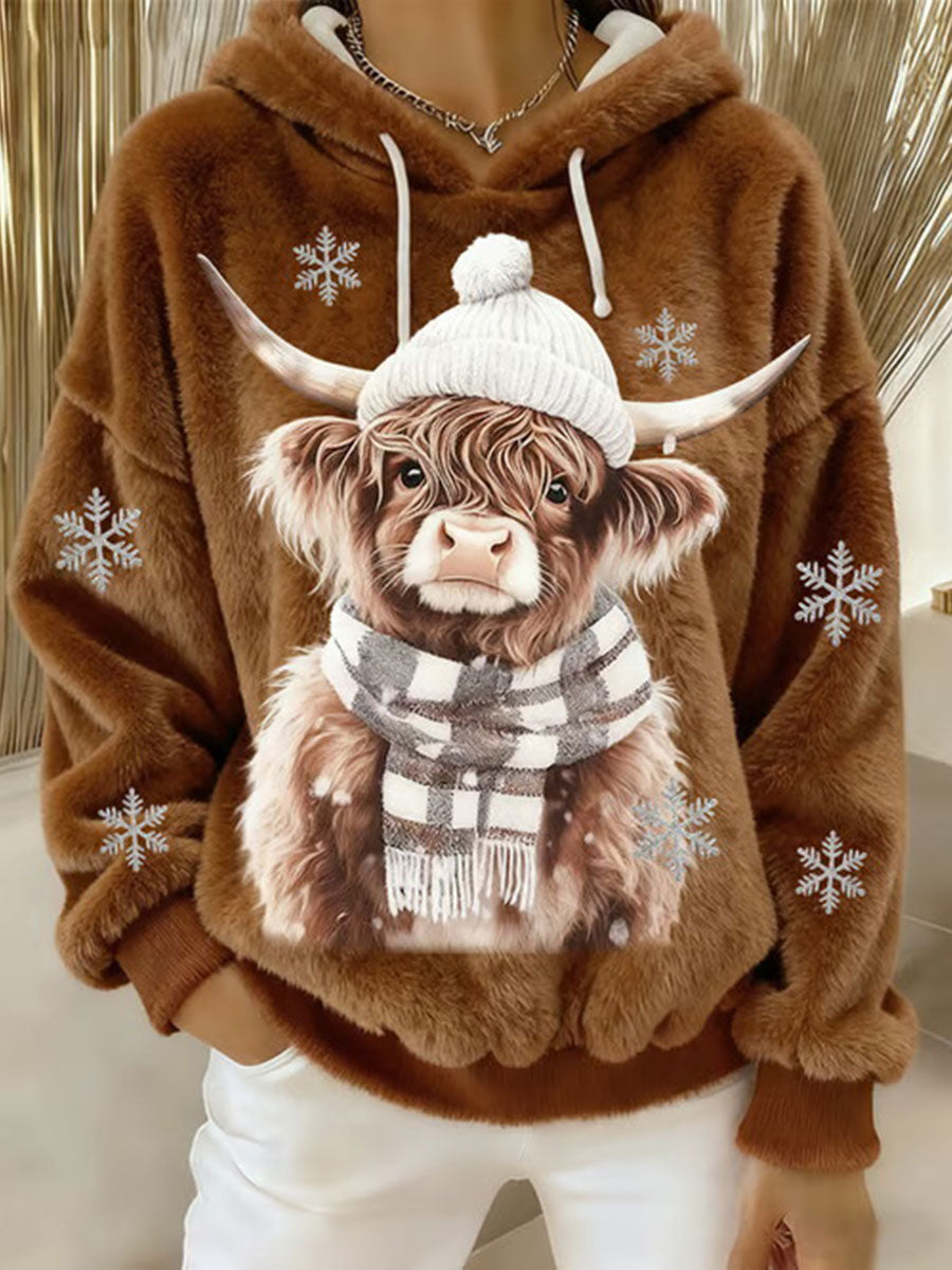 Highland vaca do mulheres arte impressão Casual Hoodie