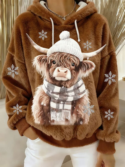 Highland vaca do mulheres arte impressão Casual Hoodie