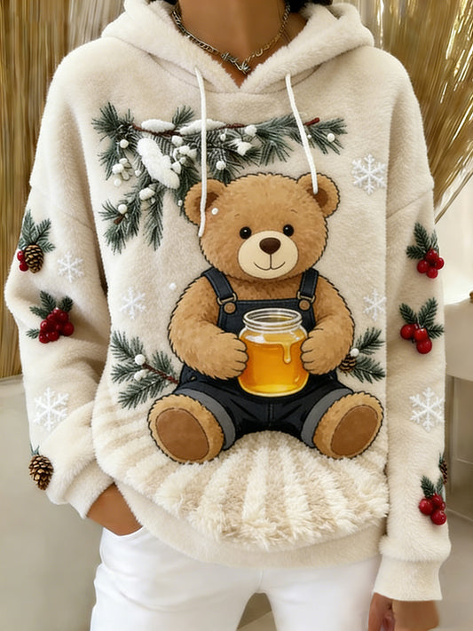 Arte Animal retro feminino imprime moletom com capuz de flanela confortável