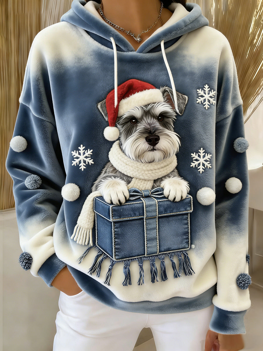 Arte Animal retro feminino imprime moletom com capuz de flanela confortável