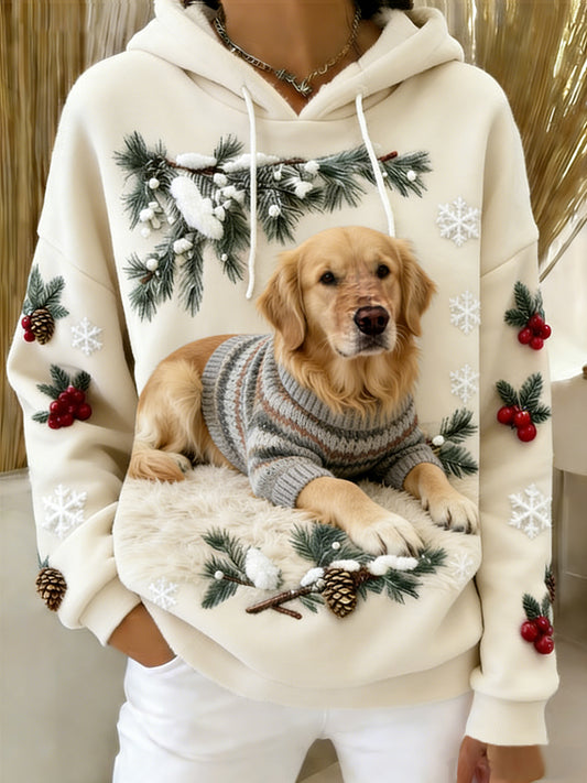 Arte Animal retro feminino imprime moletom com capuz de flanela confortável