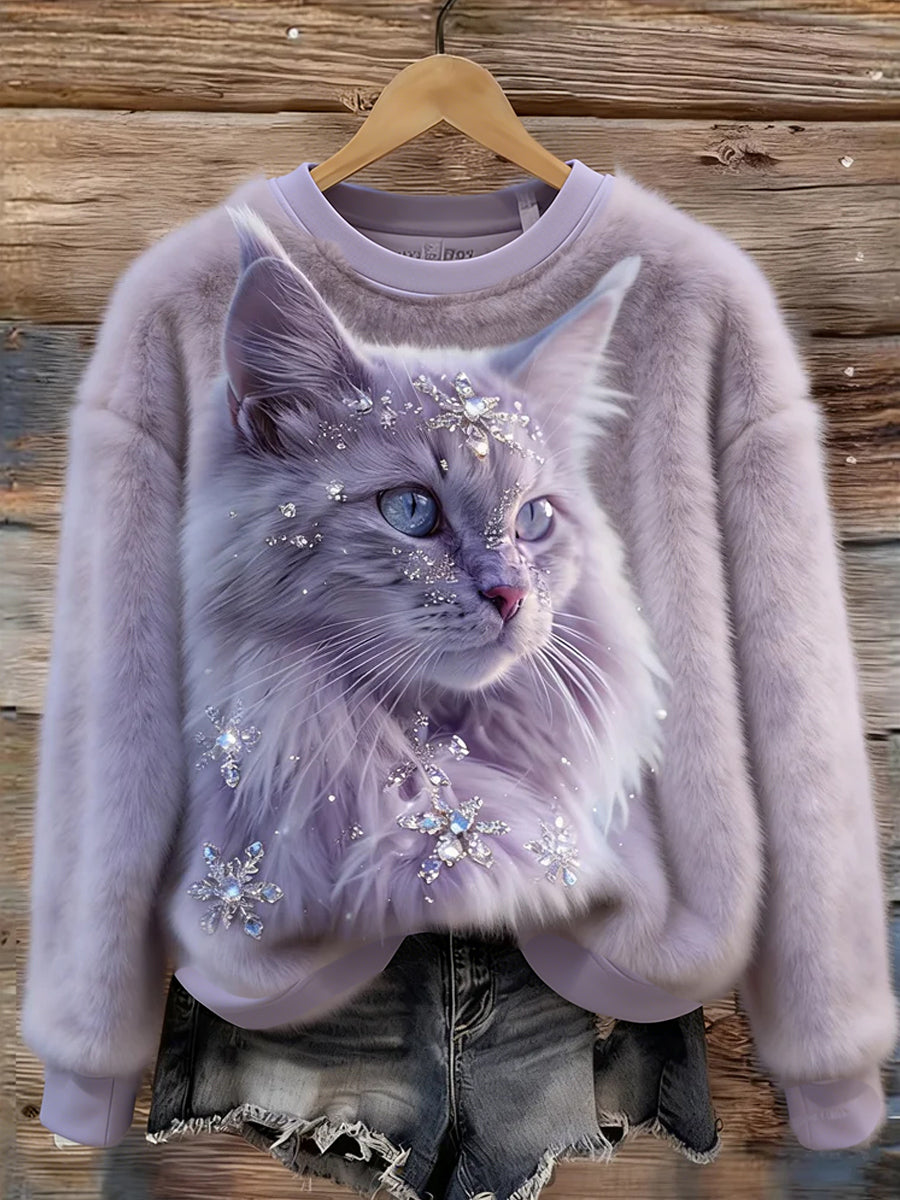 Arte animal retro impressão confortável top de flanela feminino