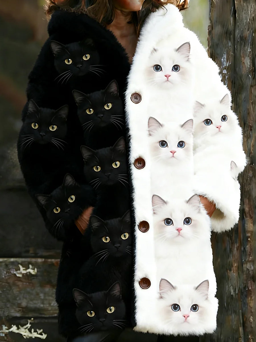 Arte animal retro impressão confortável jaqueta de flanela feminino