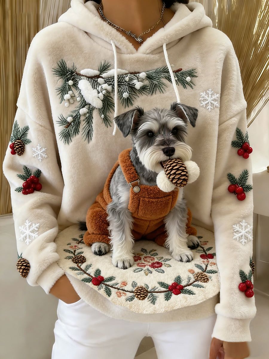 Arte Animal retro feminino imprime moletom com capuz de flanela confortável