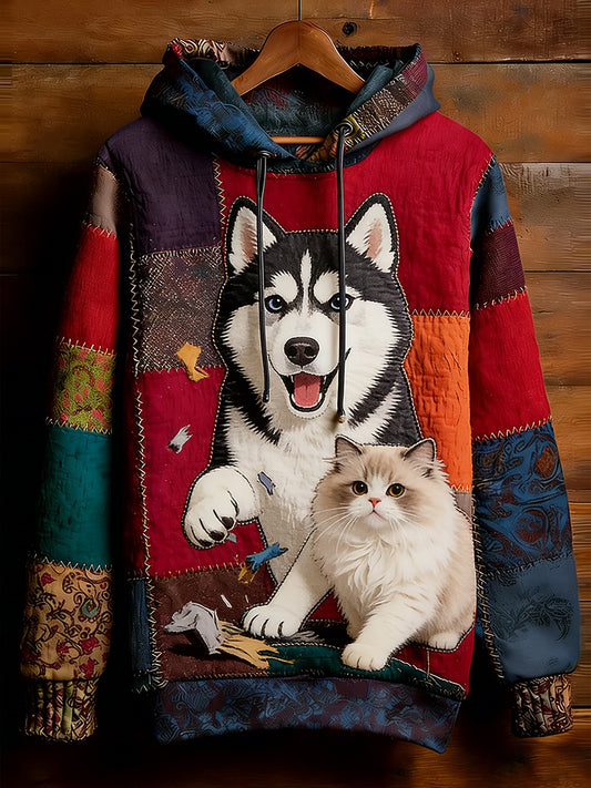 Unisex Retro Animal Art Imprimir Camisola Casual confortável