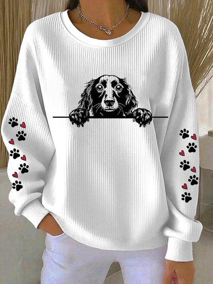 Dachshund Art Print Casual moletom das mulheres