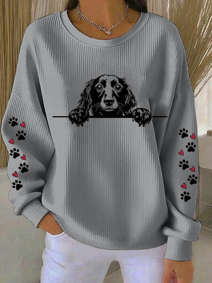 Dachshund Art Print Casual moletom das mulheres