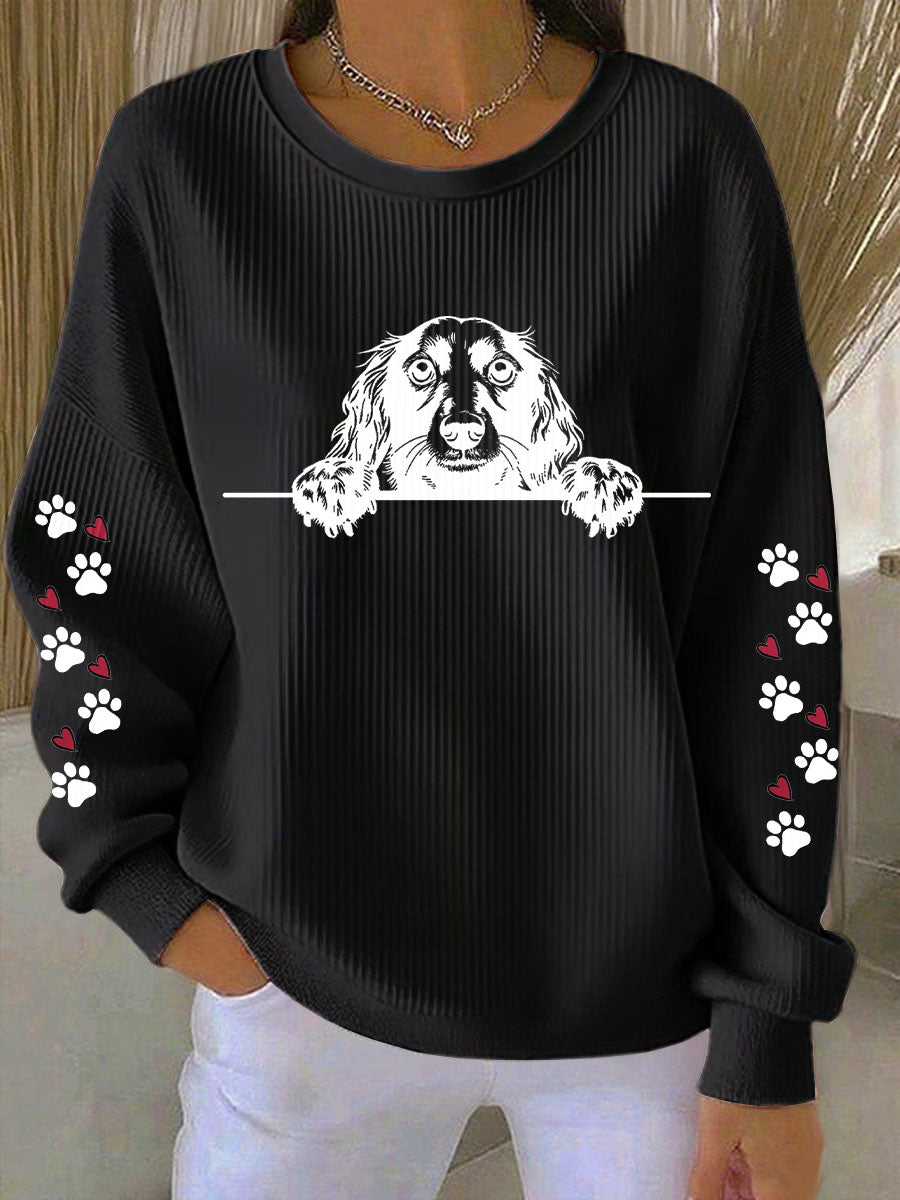 Dachshund Art Print Casual moletom das mulheres