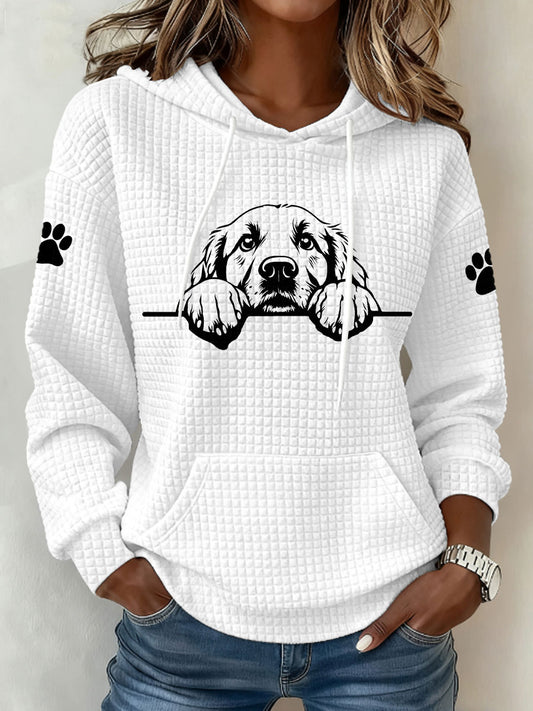 Golden Retriever feminino impressão de arte Casual Hoodie
