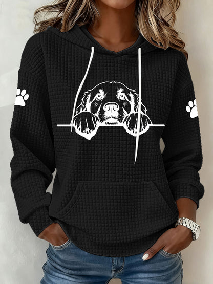 Golden Retriever feminino impressão de arte Casual Hoodie