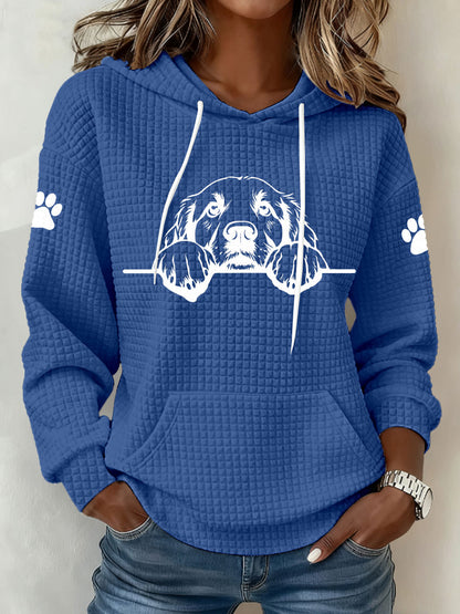 Golden Retriever feminino impressão de arte Casual Hoodie