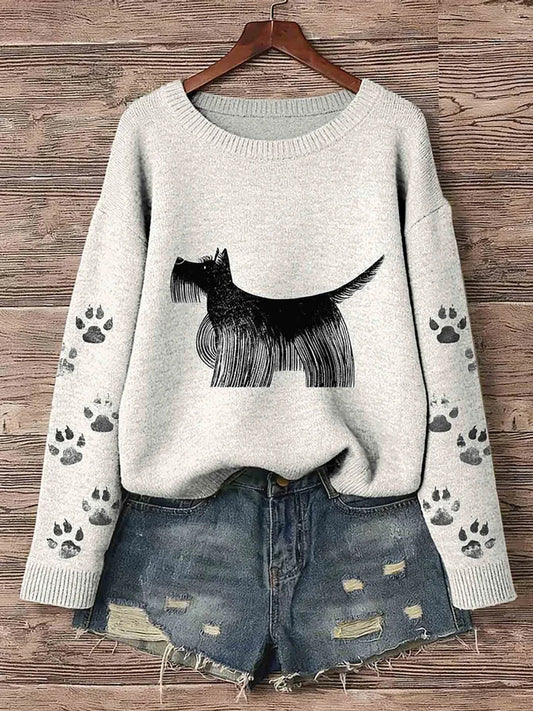 Escocês cão Terrier arte Pullover impressão camisola do mulheres