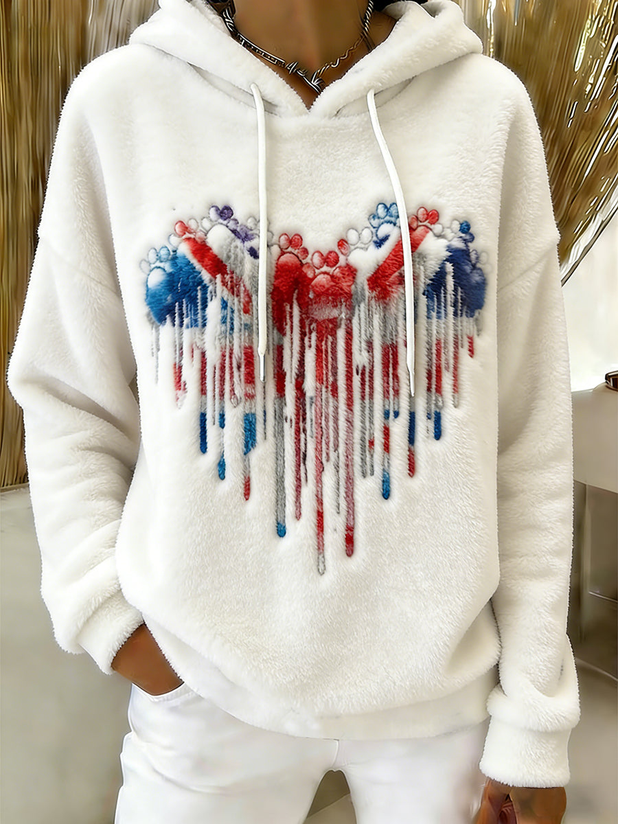 Hoodie de flanela casual impressão estilo britânico feminino