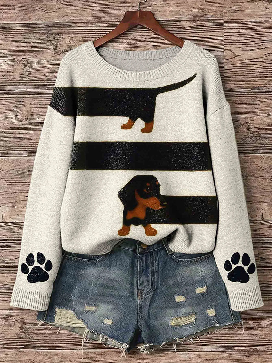 Cão de Dachshund arte impressão Pullover camisola do mulheres