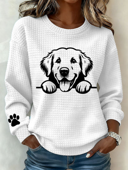 Camisola Casual de impressão artística Golden Retriever feminina