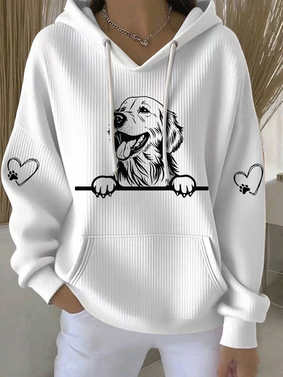 Golden Retriever feminino impressão de arte Casual Hoodie