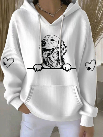 Golden Retriever feminino impressão de arte Casual Hoodie