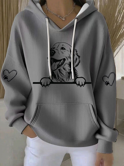 Golden Retriever feminino impressão de arte Casual Hoodie