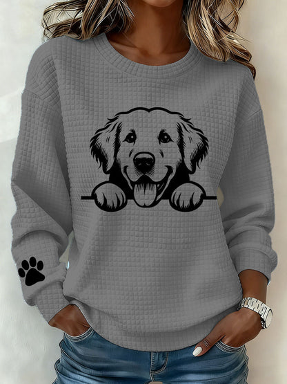 Camisola Casual de impressão artística Golden Retriever feminina